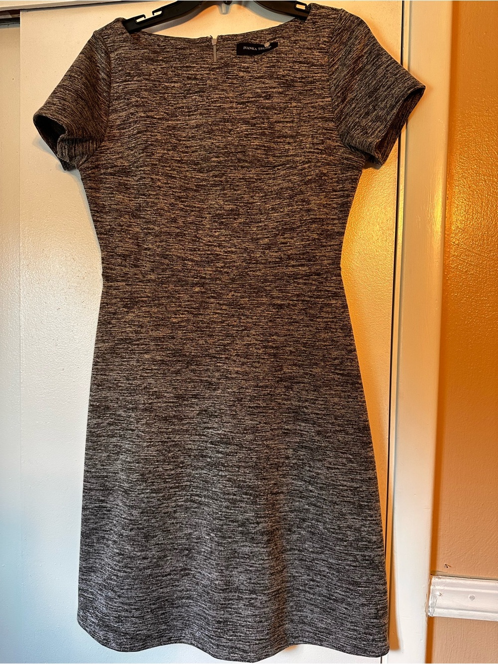 Ivanka Trump Heathered Gray Short Sleeve Mini Dress
